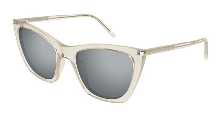 Saint Laurent SL 214 KATE THIN-004 55 Sunglass BEIGE-BEIGE-SILVER