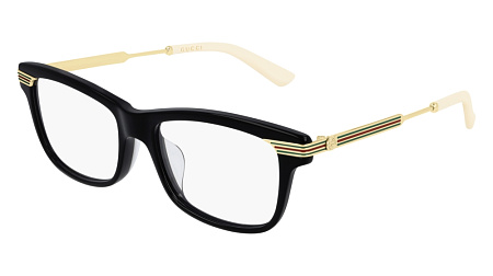 Gucci GG0524O-001 52 Optical Frame BLACK-GOLD-TRANSPARENT