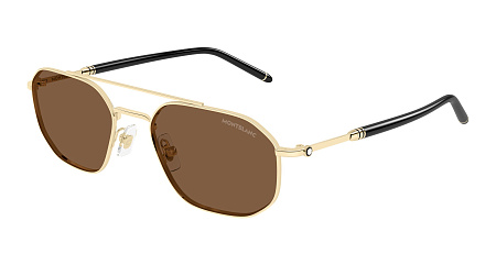 Montblanc MB0481S-002 55 Sunglass GOLD-BLACK-BROWN