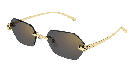 Cartier CT0636S-001 55 Sunglass GOLD-GOLD-GREY