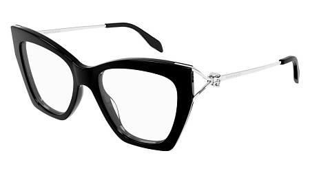 Alexander McQueen AM0376O-001 51 Optical Frame BLACK-SILVER-TRANSPARENT