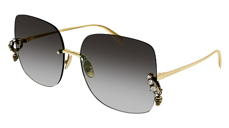 Alexander McQueen AM0390S-001 63 Sunglass GOLD-GOLD-GREY