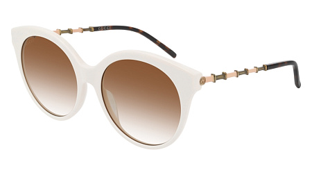 Gucci GG0653S-004 55 Sunglass IVORY-GOLD-BROWN