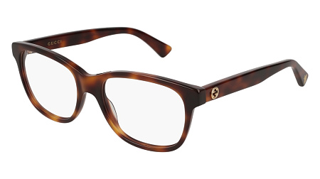 Gucci GG0166O-004 52 Optical Frame HAVANA-HAVANA-TRANSPARENT