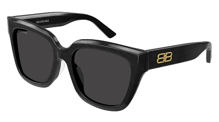 Balenciaga BB0237SA-001 55 Sunglass BLACK-BLACK-GREY