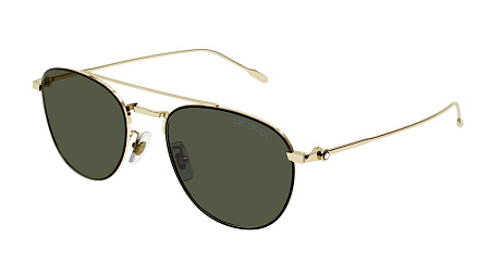 Montblanc MB0211S-008 55 Sunglass GOLD-GOLD-GREEN