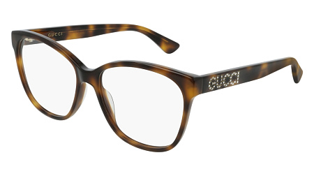 Gucci GG0421O-002 55 Optical Frame HAVANA-HAVANA-TRANSPARENT