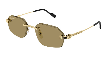 Cartier CT0616S-002 54 Sunglass GOLD-GOLD-BROWN