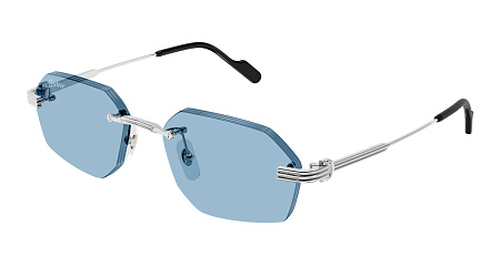 Cartier CT0616S-005 54 Sunglass SILVER-SILVER-LIGHT BLUE