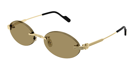 Cartier CT0615S-002 53 Sunglass GOLD-GOLD-BROWN
